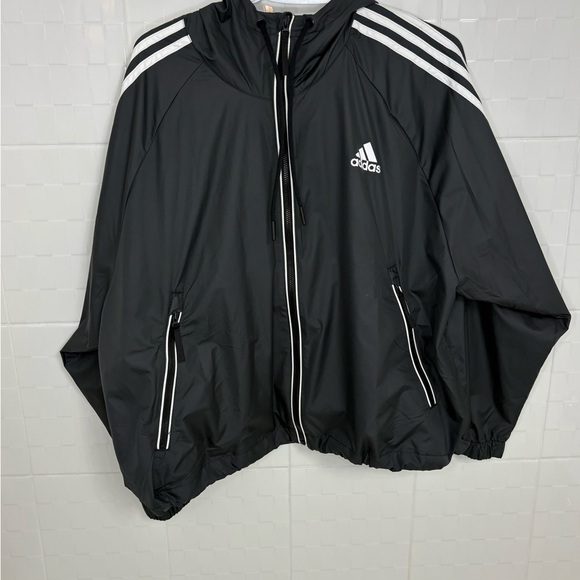 adidas Jackets & Blazers - Women’s Adidas 3 Stripe Black & White Windbreaker